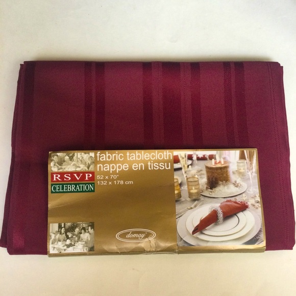 Domay Celebration Satin Stripe Tablecloth Burgundy - Picture 1 of 5